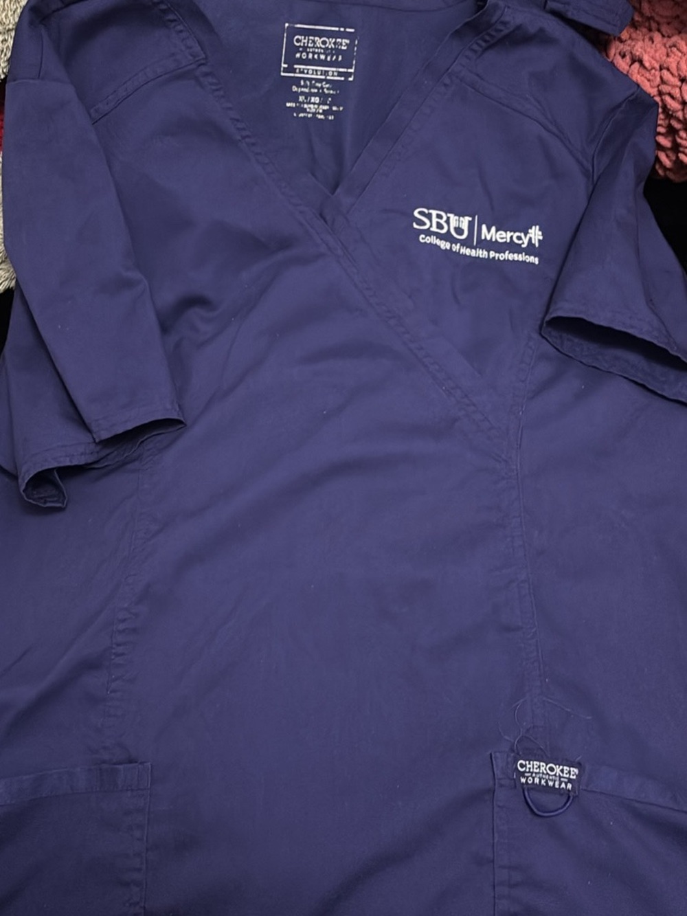 SBU Mercy College of Health Professions Scrub Top and bottom - Cherokee Workwear
